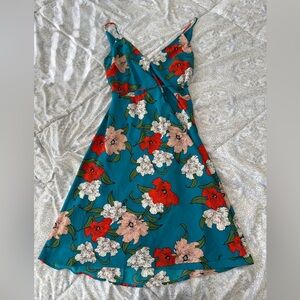 Lulus Floral Teal Dress M